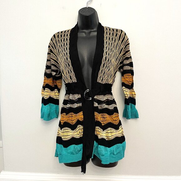 M by Missoni Belted Chevron Kimono Cardigan, Size 8 - Picture 1 of 12